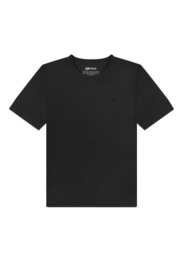 Camiseta De Mangas Curtas Em Meia Malha De Algodão Penteado, PRETO REATIVO. Camiseta De Mangas Curtas Em Meia Malha De Algodão Penteado, PRETO REATIVO, large.