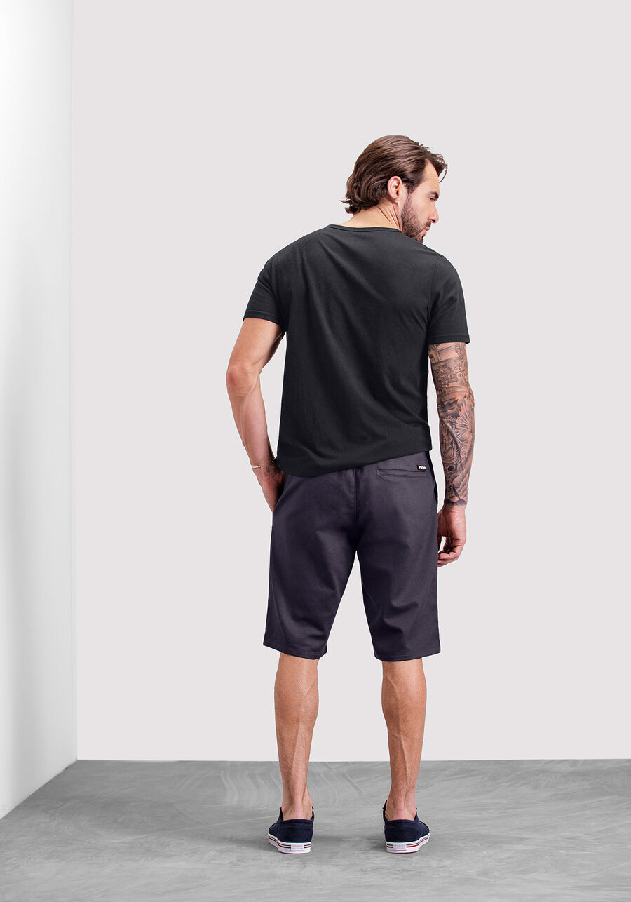 Bermuda Jogging Com Cadarço Em Sarja Com Elastano, CINZA NOTI. Bermuda Jogging Com Cadarço Em Sarja Com Elastano, CINZA NOTI, large.