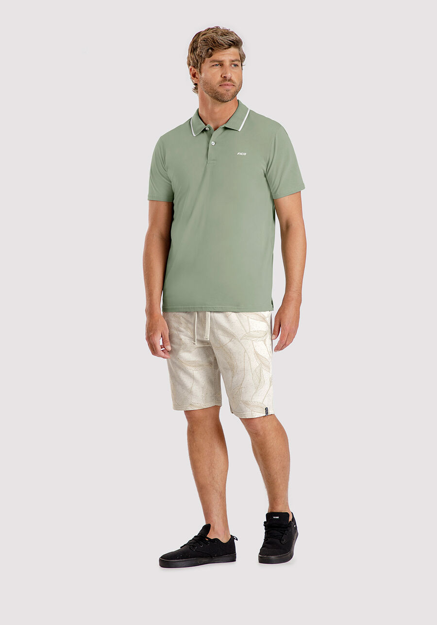Camisa Polo Masculina em Malha com Retilínea, VERDE MINERAL. Camisa Polo Masculina em Malha com Retilínea, VERDE MINERAL, large.