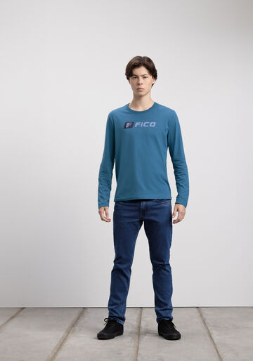 Camiseta De Mangas Longas Juvenil Com Estampa Localizada, AZUL FRANCA. Camiseta De Mangas Longas Juvenil Com Estampa Localizada, AZUL FRANCA, large.