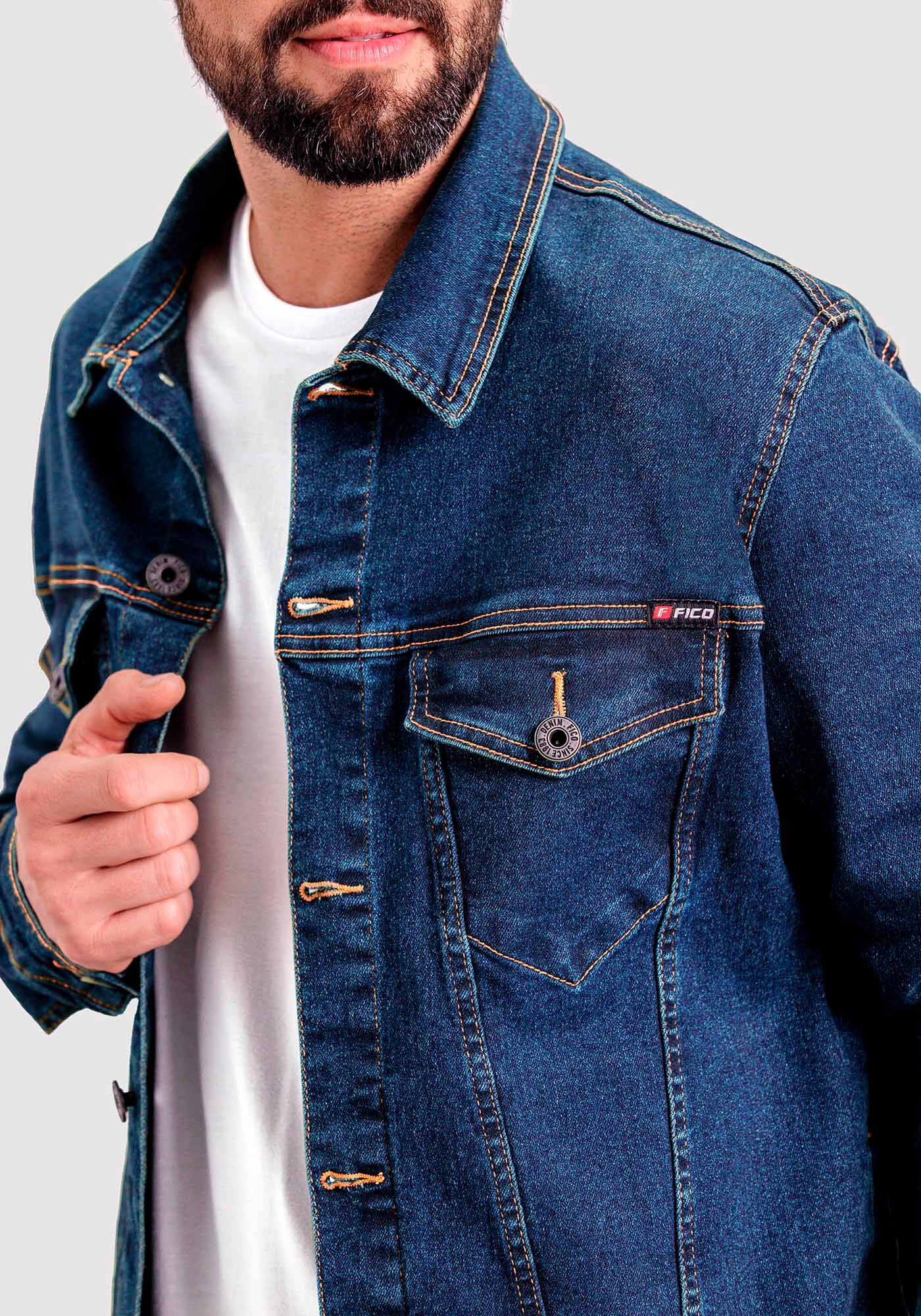 Jaqueta Jeans Masculina com Elastano, JEANS, large.