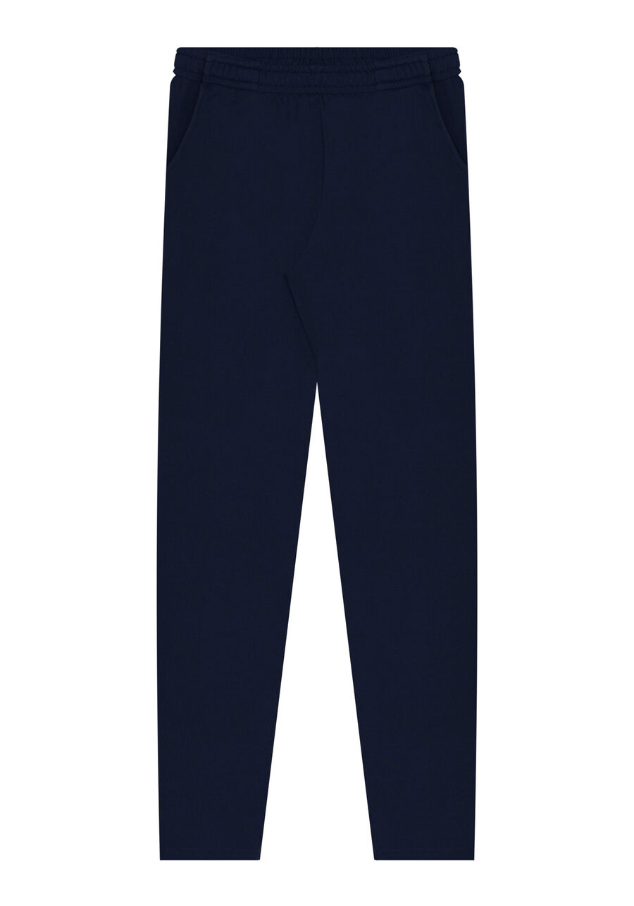 Calça Slim Com Bolsos Em Moletom Felpado De Algodão, MARINHO ACTION. Calça Slim Com Bolsos Em Moletom Felpado De Algodão, MARINHO ACTION, large.