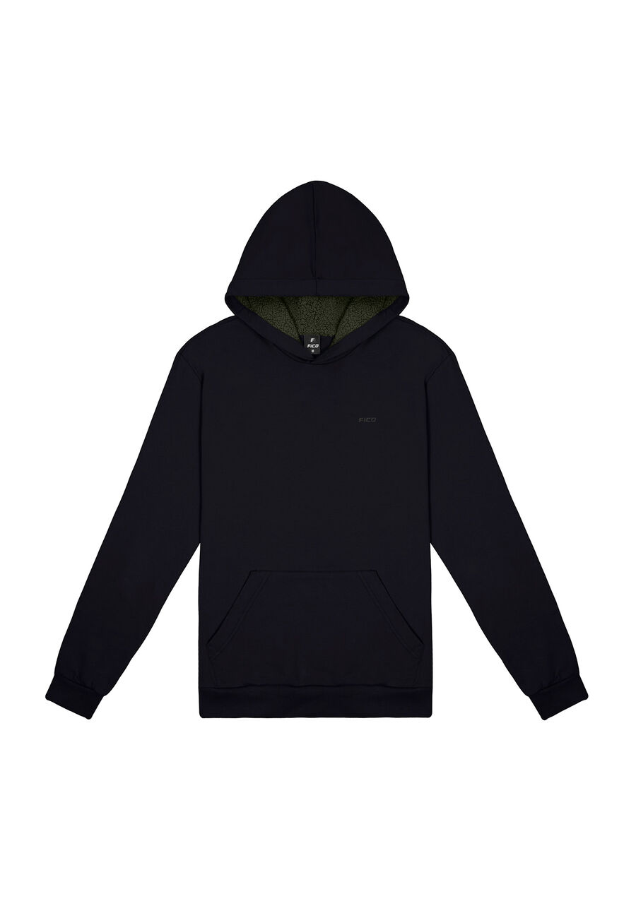 Blusão Masculino em Moletom com Capuz Pelo, PRETO REATIVO. Blusão Masculino em Moletom com Capuz Pelo, PRETO REATIVO, large.