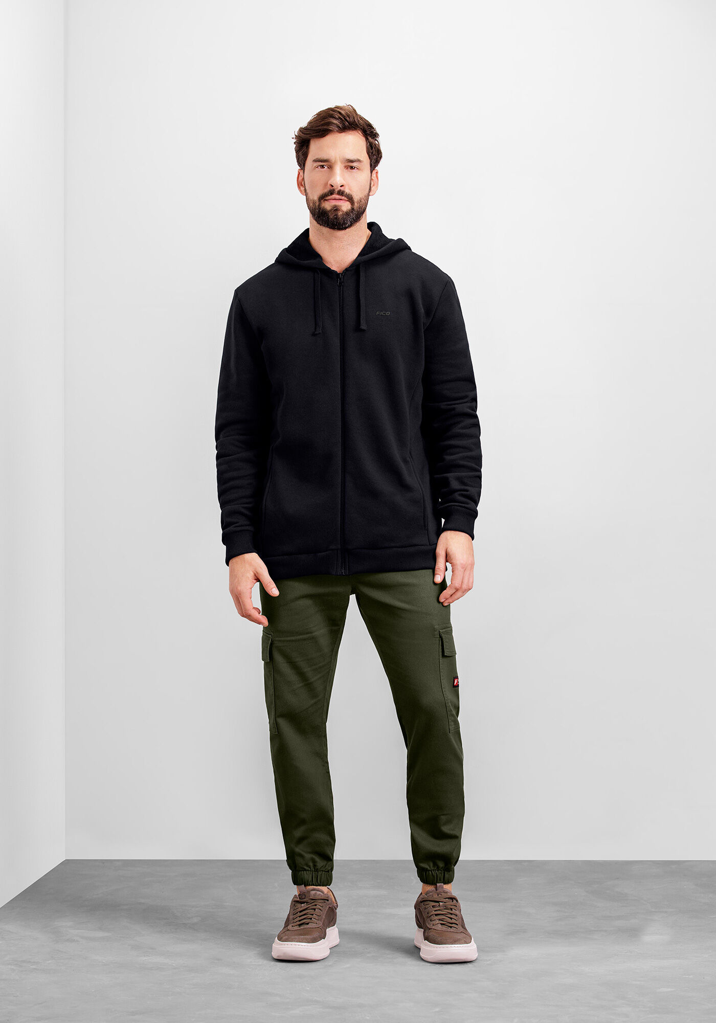 Jaqueta Masculina em Moletom com Capuz, PRETO REATIVO, large.