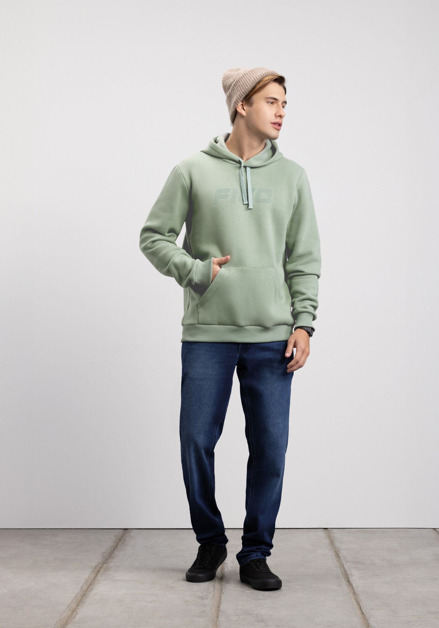 Blus&atilde;o Com Bolsos E Capuz Em Moletom, VERDE CHIARO, large.