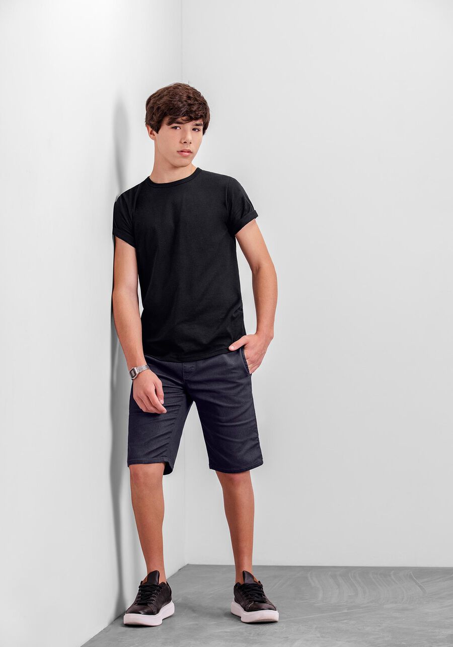 Bermuda Sarja Juvenil com Cadarço, CINZA NOTI. Bermuda Sarja Juvenil com Cadarço, CINZA NOTI, large.