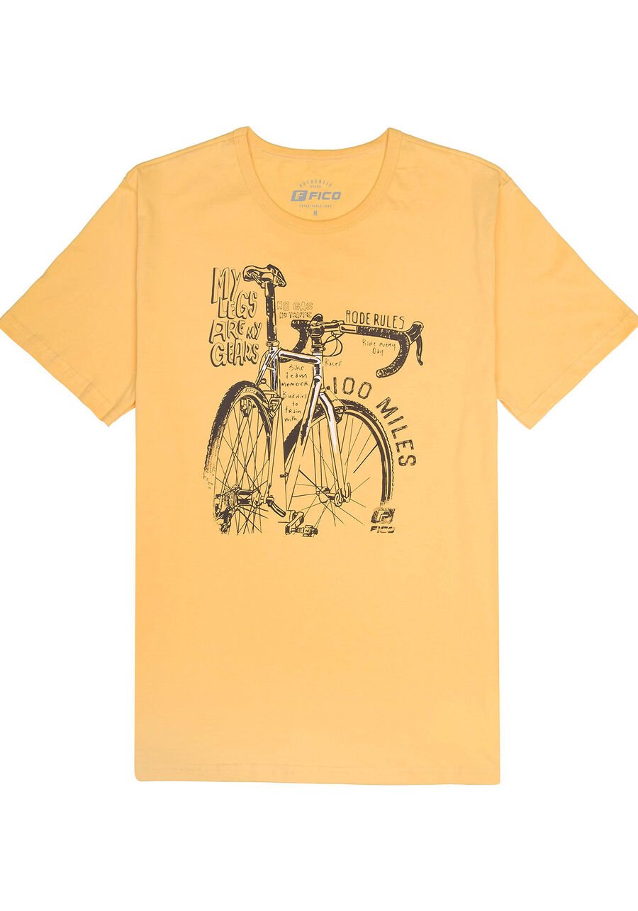 Camiseta Meia Malha Estampa Bike, AMARELO LOTUS, large.