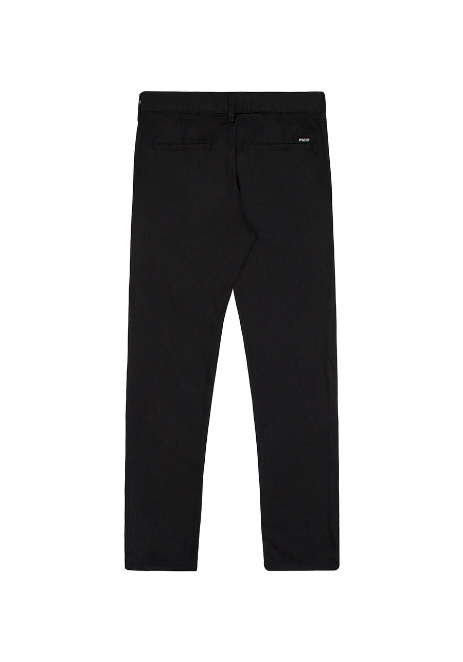 Calça Skinny Com Bolsos E Cadarço Em Sarja Com Elastano, PRETO REATIVO. Calça Skinny Com Bolsos E Cadarço Em Sarja Com Elastano, PRETO REATIVO, large.