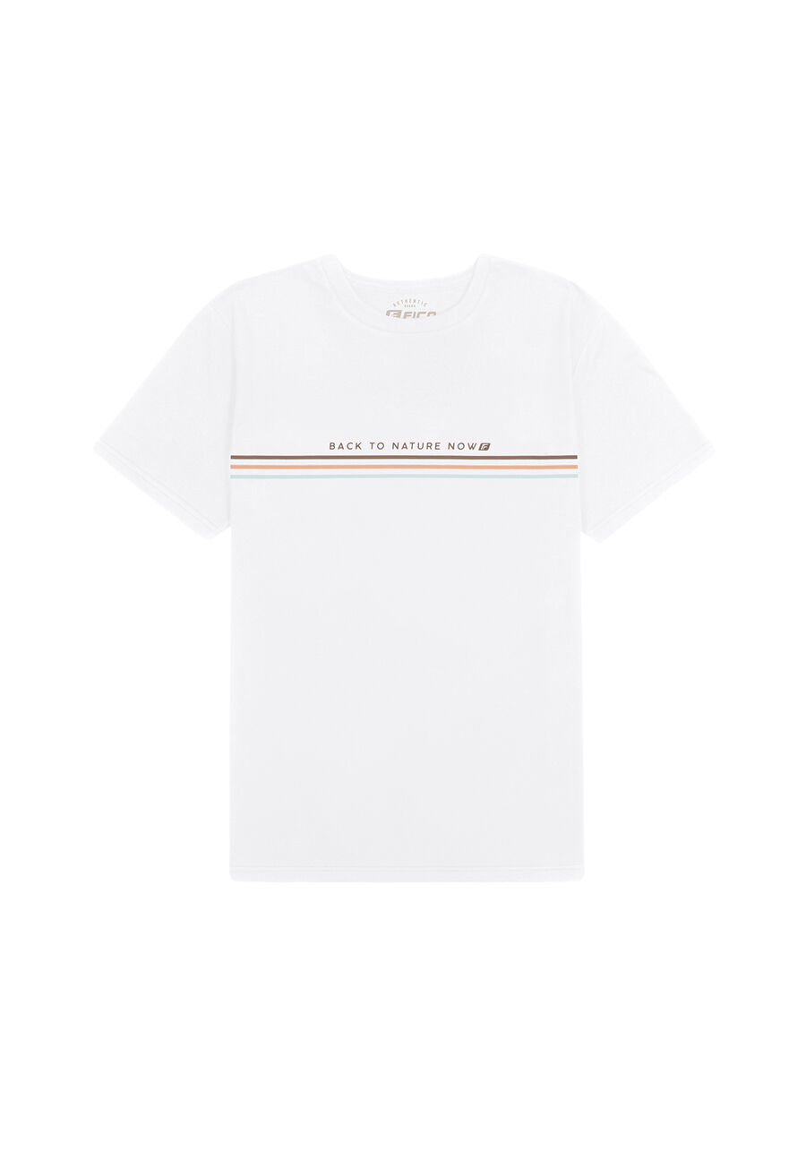 Camiseta Juvenil em Malha com Detalhe Listras, BRANCO. Camiseta Juvenil em Malha com Detalhe Listras, BRANCO, large.