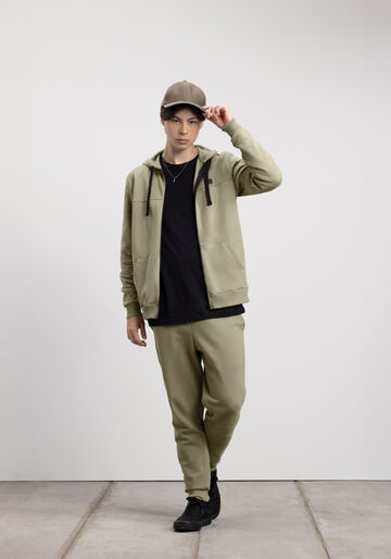 Jaqueta Juvenil Com Capuz E Recortes Em Moletom Felpado, VERDE EUCALIPTO. Jaqueta Juvenil Com Capuz E Recortes Em Moletom Felpado, VERDE EUCALIPTO, large.