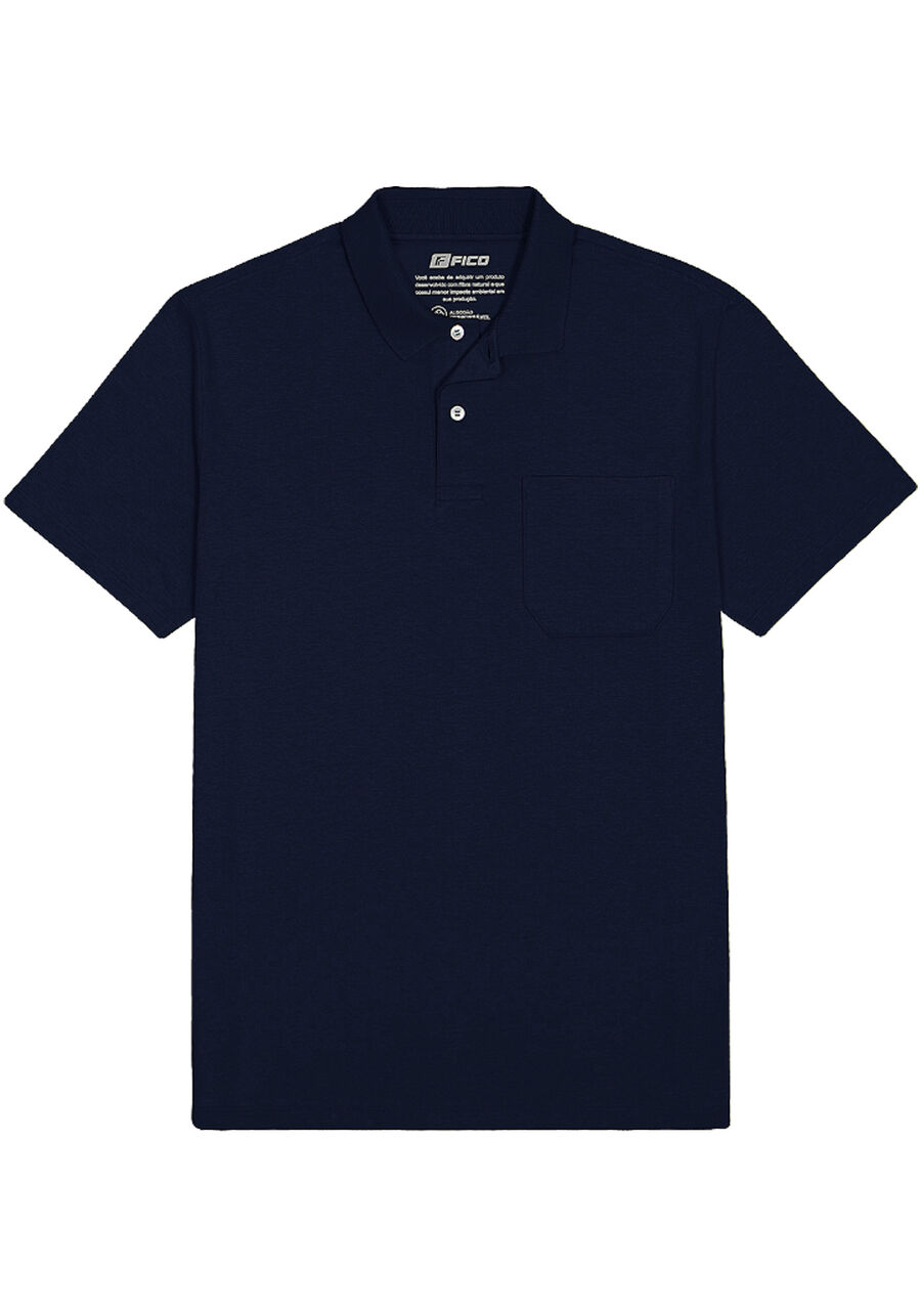 Camisa Polo Com Mangas Curtas E Bolso Em Meia Malha Penteada, MARINHO ACTION. Camisa Polo Com Mangas Curtas E Bolso Em Meia Malha Penteada, MARINHO ACTION, large.