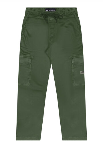 Calça Jogging Com Bolso Cargo Em Sarja Com Elastano, VERDE HEIR. Calça Jogging Com Bolso Cargo Em Sarja Com Elastano, VERDE HEIR, large.