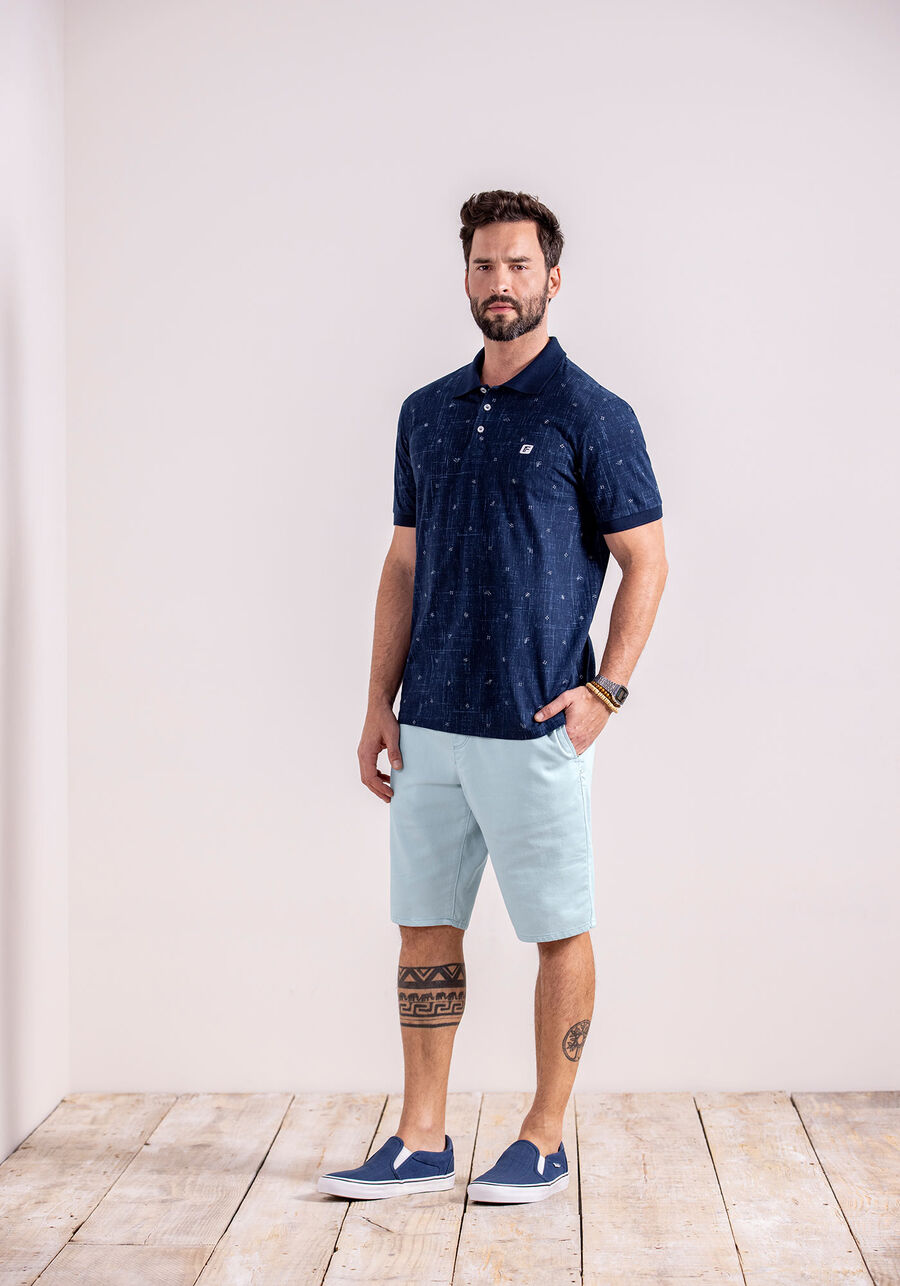 Camisa Polo Masculina em Meia Malha Estampada, EL TUNCO MARINHO. Camisa Polo Masculina em Meia Malha Estampada, EL TUNCO MARINHO, large.
