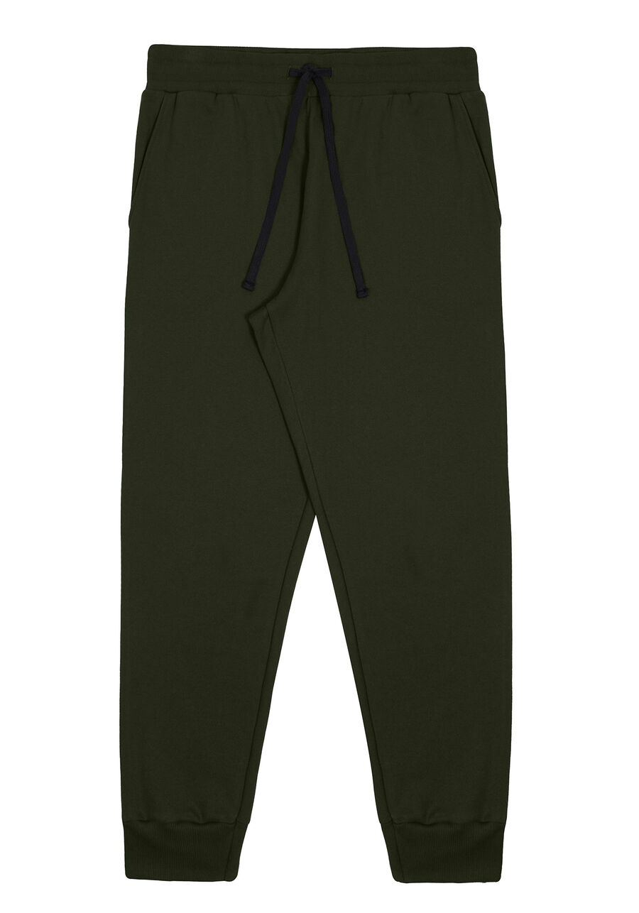 Calça Jogger Masculina em Moletom Básica, VERDE ROBUST. Calça Jogger Masculina em Moletom Básica, VERDE ROBUST, large.