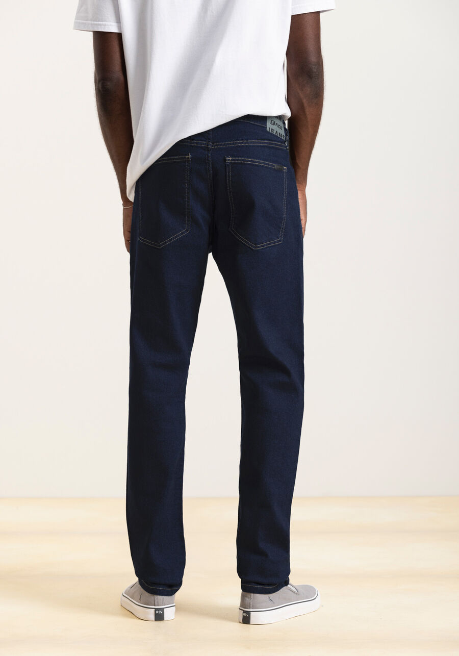 Calça Jeans Slim Amaciada Com Elastano E Bolsos Funcionais, JEANS. Calça Jeans Slim Amaciada Com Elastano E Bolsos Funcionais, JEANS, large.