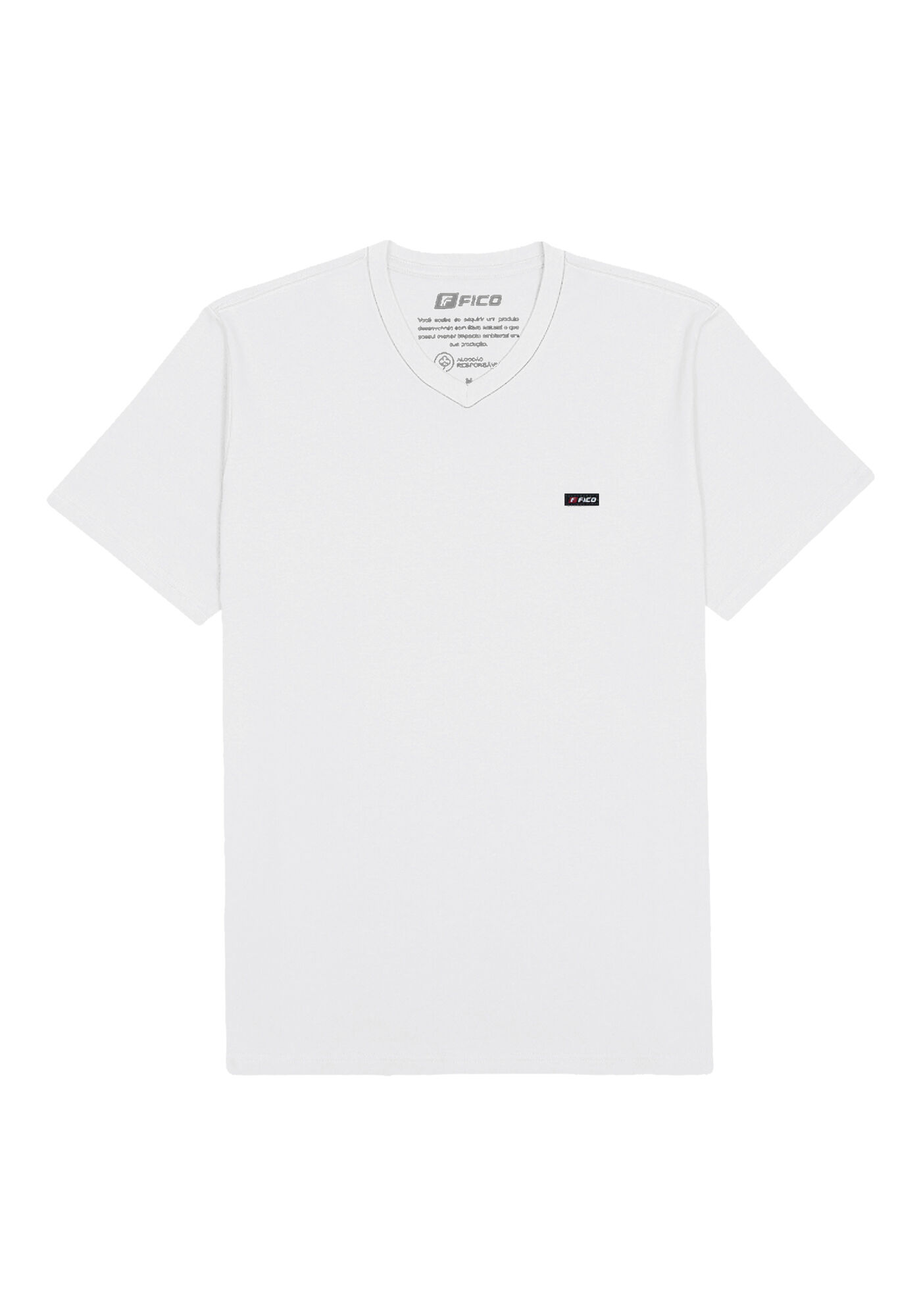 Camiseta De Mangas Curtas Com Gola V Em Meia Malha Penteada, BRANCO, large.