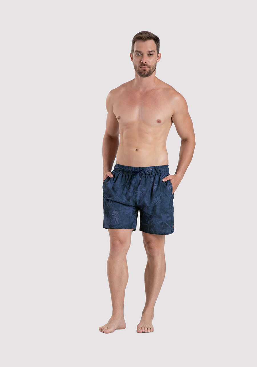Shorts Masculino Azul em Tecido Plano Estampado, AZUL STRING, large.