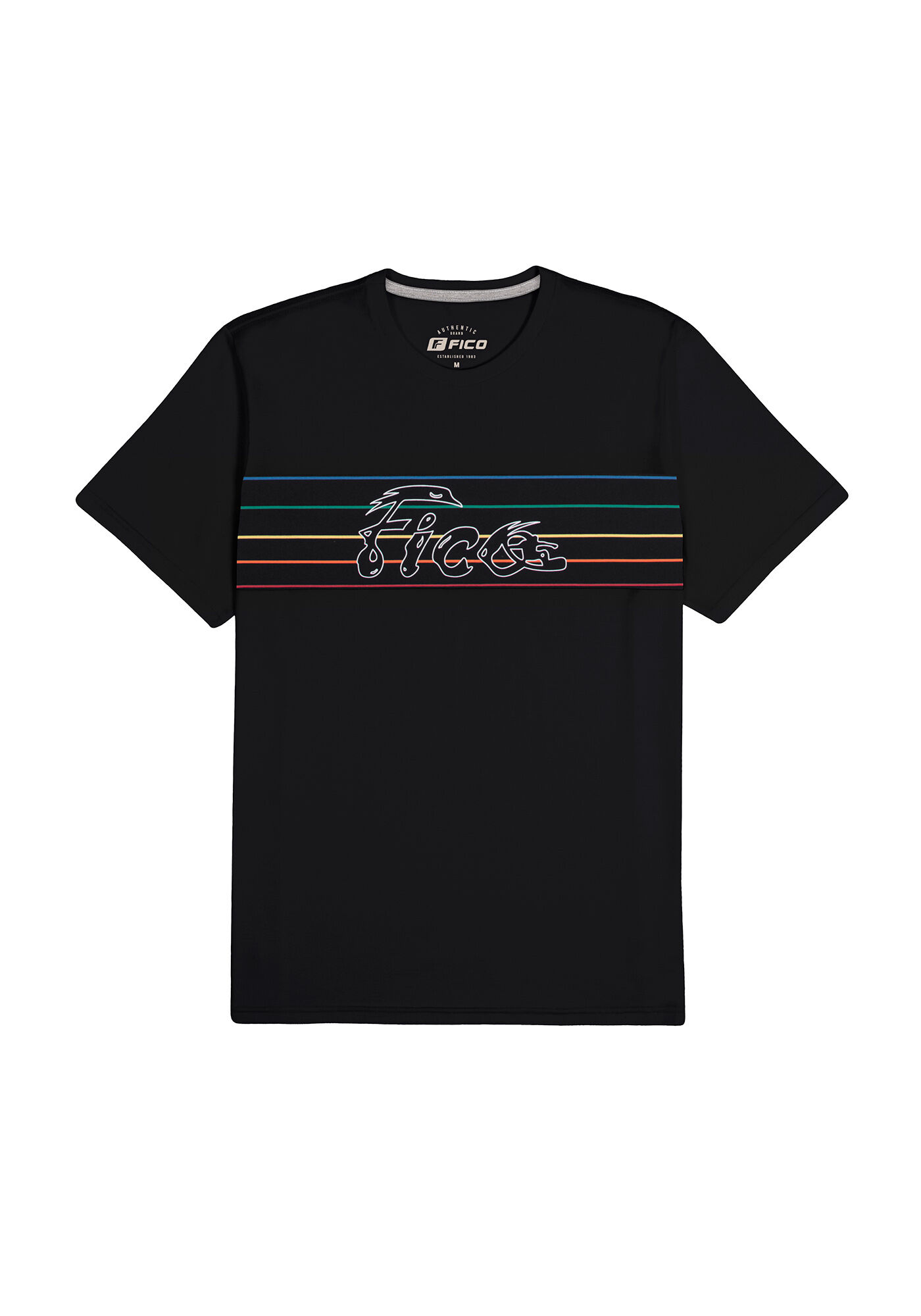 Camiseta Masculina em Malha com Estampa, PRETO REATIVO, large.