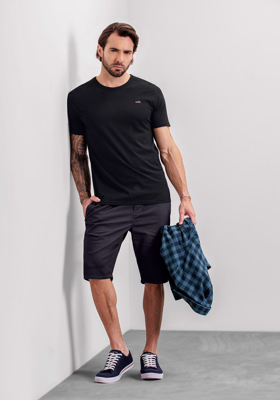 Bermuda Jogging Com Cadarço Em Sarja Com Elastano, CINZA NOTI. Bermuda Jogging Com Cadarço Em Sarja Com Elastano, CINZA NOTI, large.