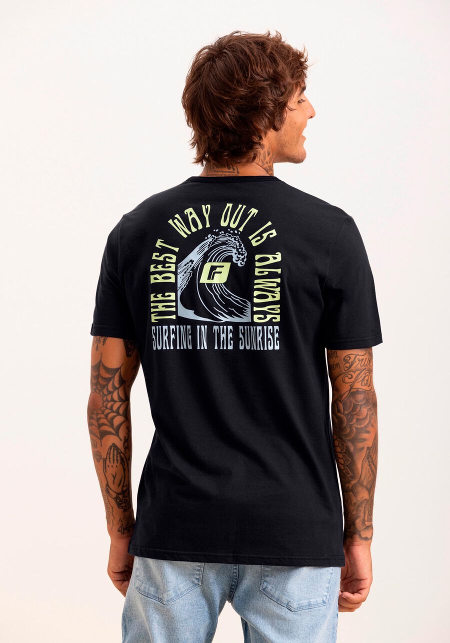 Camiseta Com Estampas Em Meia Malha Penteada De Algodão, PRETO REATIVO. Camiseta Com Estampas Em Meia Malha Penteada De Algodão, PRETO REATIVO, large.