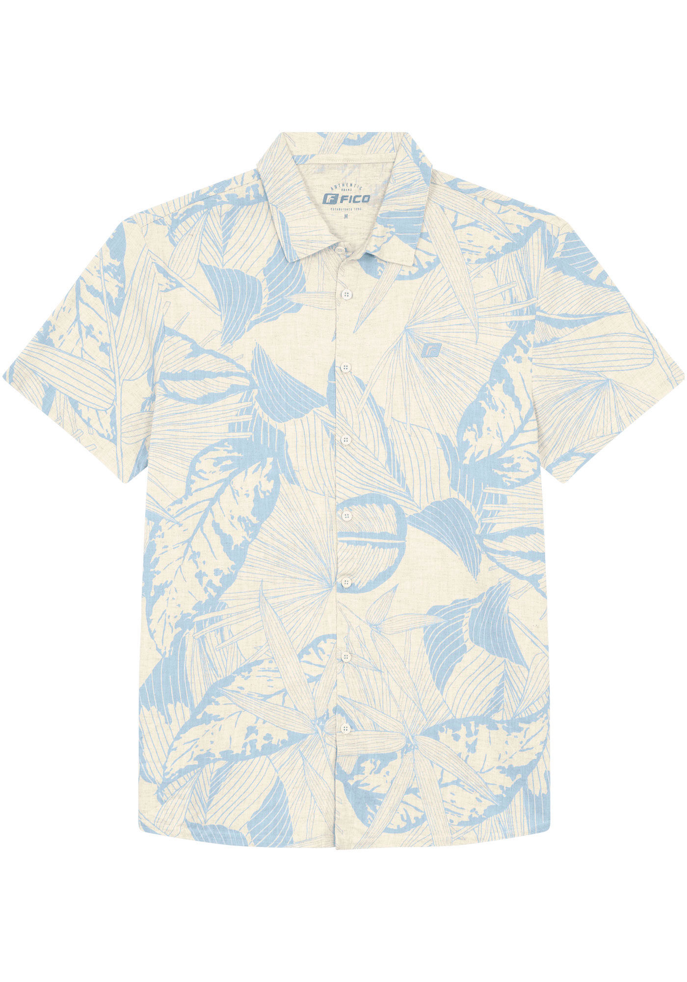 Camisa Estampada Em Tecido Plano Com Mangas Curtas E Bordado, MARESIA AZUL, large.