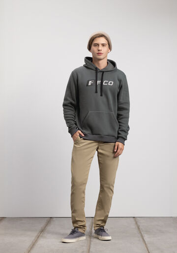 Blusão Com Capuz E Bolsos Em Moletom Peluciado, CINZA NIGHTCALL. Blusão Com Capuz E Bolsos Em Moletom Peluciado, CINZA NIGHTCALL, large.