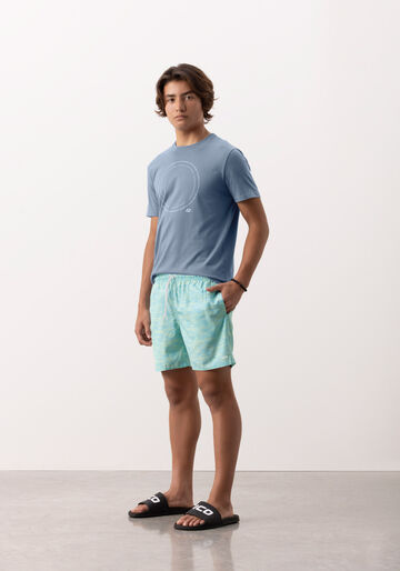 Shorts Juvenil Estampado Com Cadarço E Bolsos, VERDE ARAGON. Shorts Juvenil Estampado Com Cadarço E Bolsos, VERDE ARAGON, large.