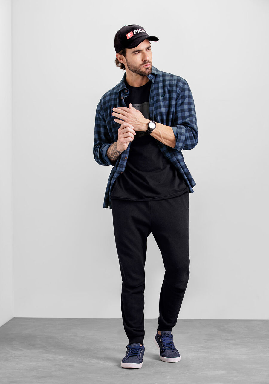 Camisa Masculina em Flanela Xadrez, AZUL SEED. Camisa Masculina em Flanela Xadrez, AZUL SEED, large.