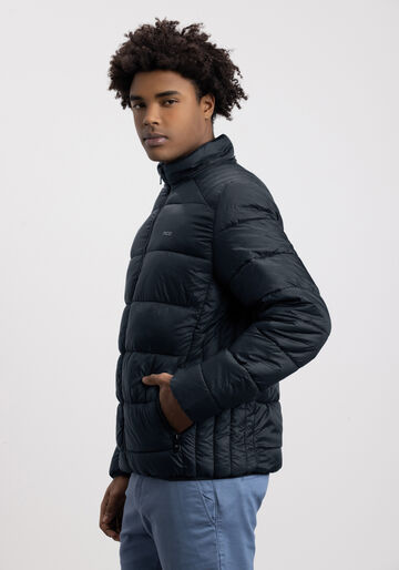 Jaqueta Puffer Com Capuz Removível Em Nylon, PRETO REATIVO. Jaqueta Puffer Com Capuz Removível Em Nylon, PRETO REATIVO, large.