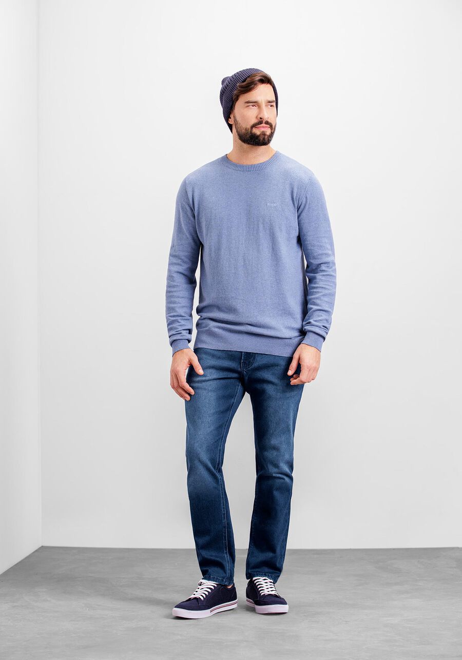 Blusão Masculino em Malha Tricô, AZUL BLURROW. Blusão Masculino em Malha Tricô, AZUL BLURROW, large.