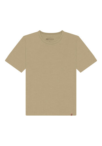 Camiseta Básica De Mangas Curtas Em Malha Flamê, BEGE SAARA. Camiseta Básica De Mangas Curtas Em Malha Flamê, BEGE SAARA, large.