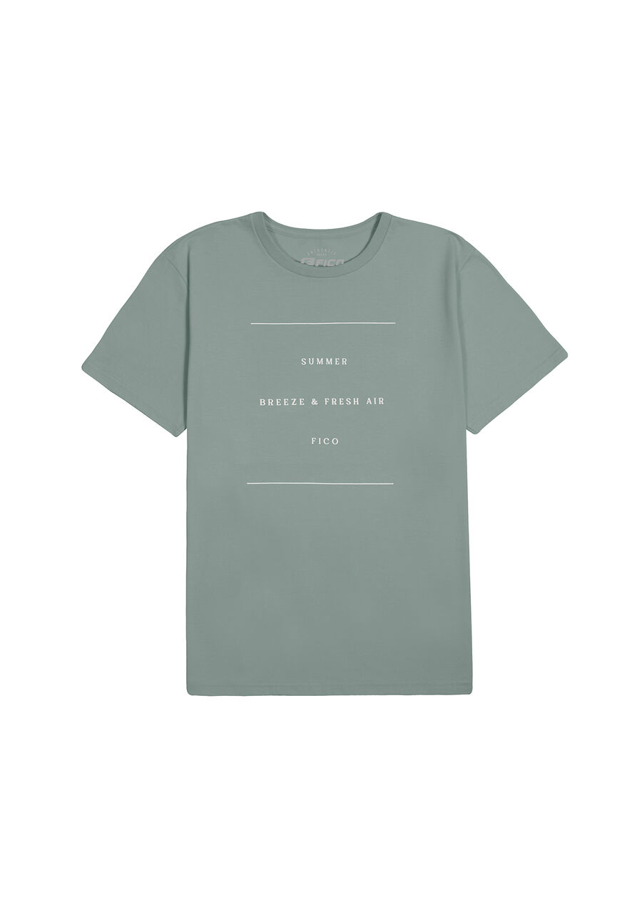 Camiseta Masculina em Meia Malha Estampada, VERDE TEOS. Camiseta Masculina em Meia Malha Estampada, VERDE TEOS, large.