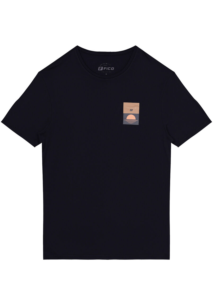 Camiseta Com Gola Redonda Em Malha De Viscose Com Elastano, PRETO REATIVO. Camiseta Com Gola Redonda Em Malha De Viscose Com Elastano, PRETO REATIVO, large.