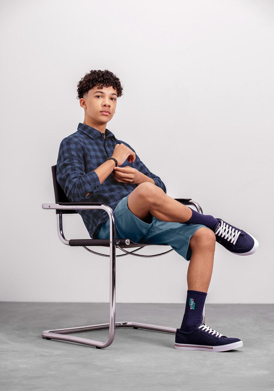 Camisa Juvenil em Flanela Xadrez, AZUL SEED. Camisa Juvenil em Flanela Xadrez, AZUL SEED, large.