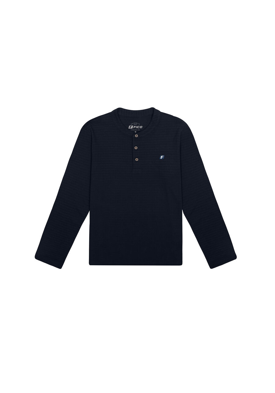 Camisa Gola Padre Juvenil em Malha Texturizada, MARINHO IMPERIO. Camisa Gola Padre Juvenil em Malha Texturizada, MARINHO IMPERIO, large.