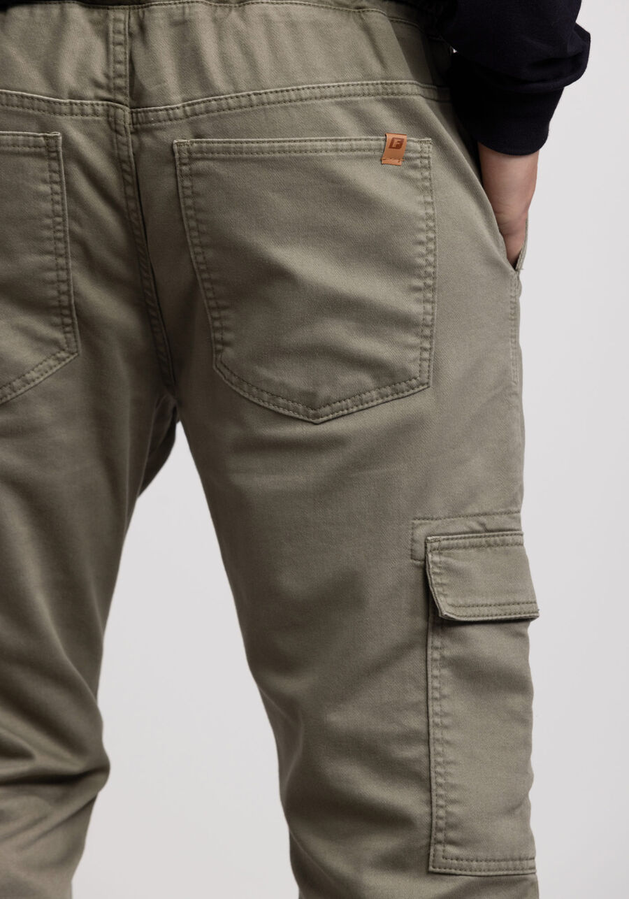 Calça Jogging Com Bolso Cargo Em Sarja Com Elastano, VERDE RALPH. Calça Jogging Com Bolso Cargo Em Sarja Com Elastano, VERDE RALPH, large.