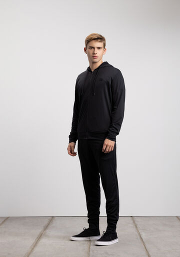 Calça Slim Com Cadarço Em Malha, PRETO. Calça Slim Com Cadarço Em Malha, PRETO, large.