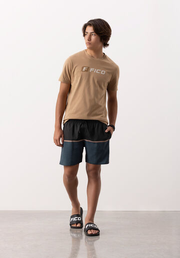 Shorts Estampado Juvenil Com Bolsos E Elástico No Cós, AZUL NARCISSUS. Shorts Estampado Juvenil Com Bolsos E Elástico No Cós, AZUL NARCISSUS, large.