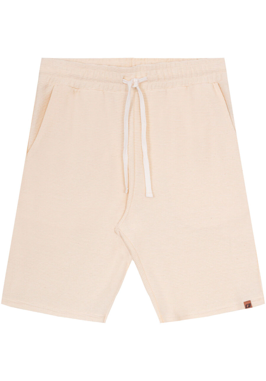 Bermuda Com Bolsos E Ajuste Frontal Em Malha De Algodão, BRANCO OFF WHITE. Bermuda Com Bolsos E Ajuste Frontal Em Malha De Algodão, BRANCO OFF WHITE, large.