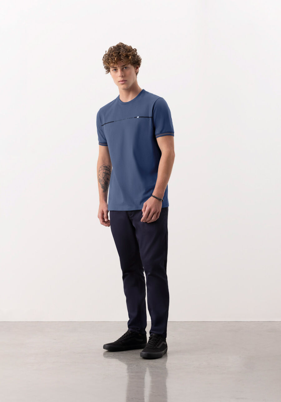 Camiseta De Mangas Curtas Em Meia Malha Peletizada, MARINHO CRISTAL. Camiseta De Mangas Curtas Em Meia Malha Peletizada, MARINHO CRISTAL, large.