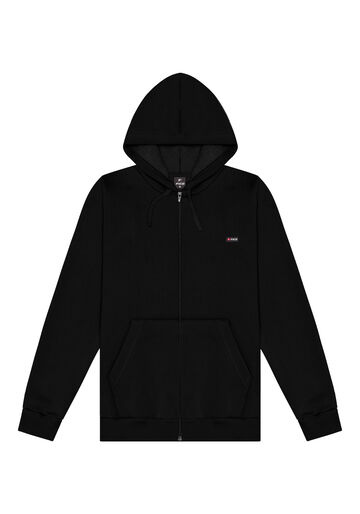 Jaqueta Com Capuz E Zíper Em Moletom, PRETO REATIVO. Jaqueta Com Capuz E Zíper Em Moletom, PRETO REATIVO, large.