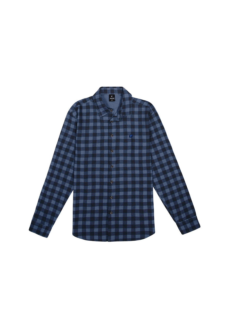 Camisa Masculina em Flanela Xadrez, AZUL SEED. Camisa Masculina em Flanela Xadrez, AZUL SEED, large.
