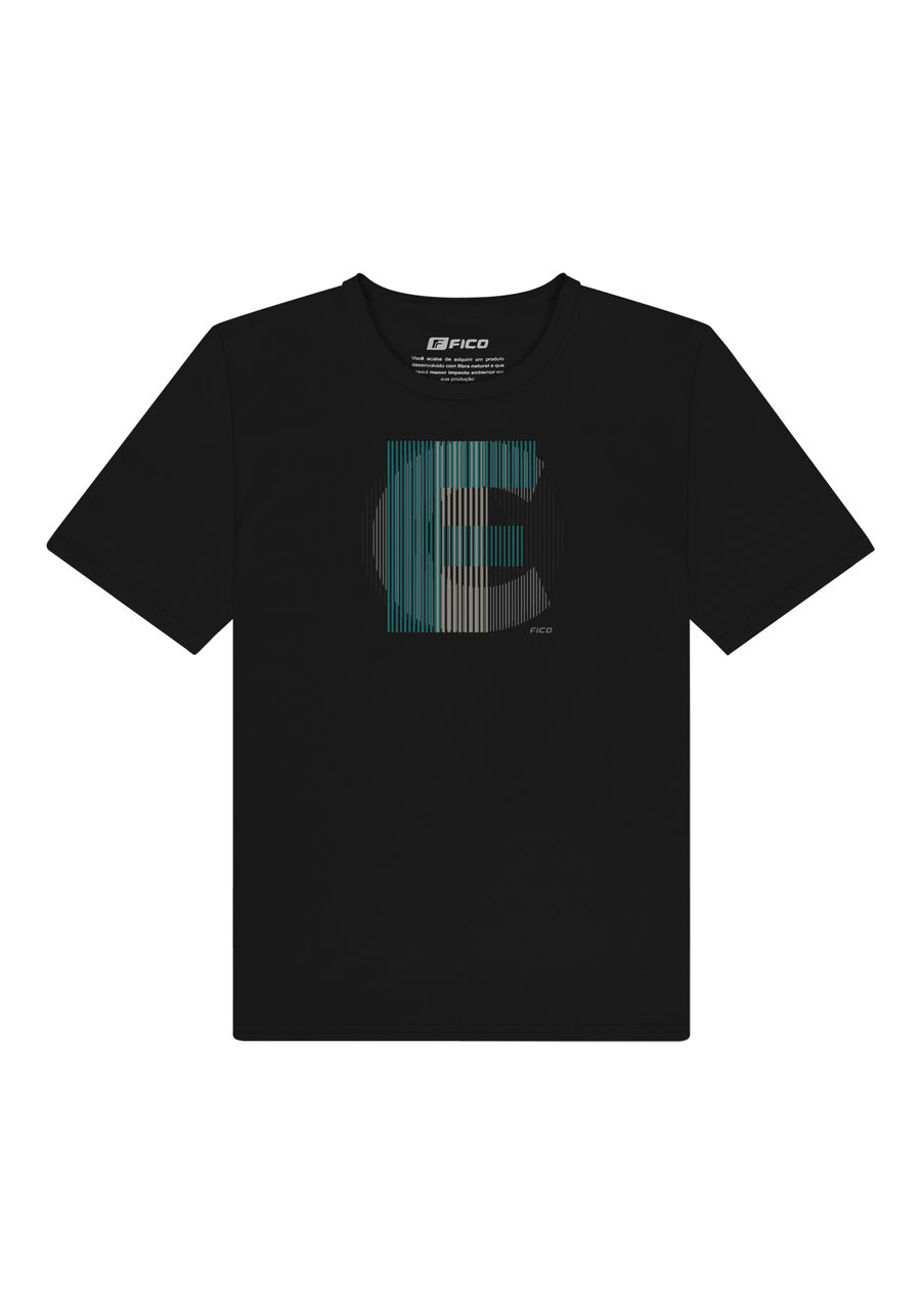 Camiseta Juvenil Com Estampa Em Algodão Penteado, PRETO. Camiseta Juvenil Com Estampa Em Algodão Penteado, PRETO, large.