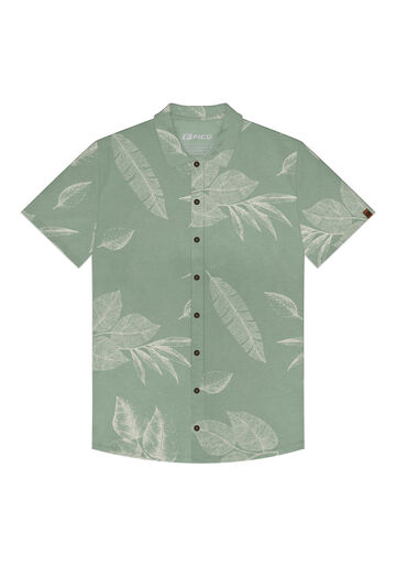 Camisa Estampada De Mangas Curtas Em Meia Malha Penteada, PONTILHISMO VERDE. Camisa Estampada De Mangas Curtas Em Meia Malha Penteada, PONTILHISMO VERDE, large.