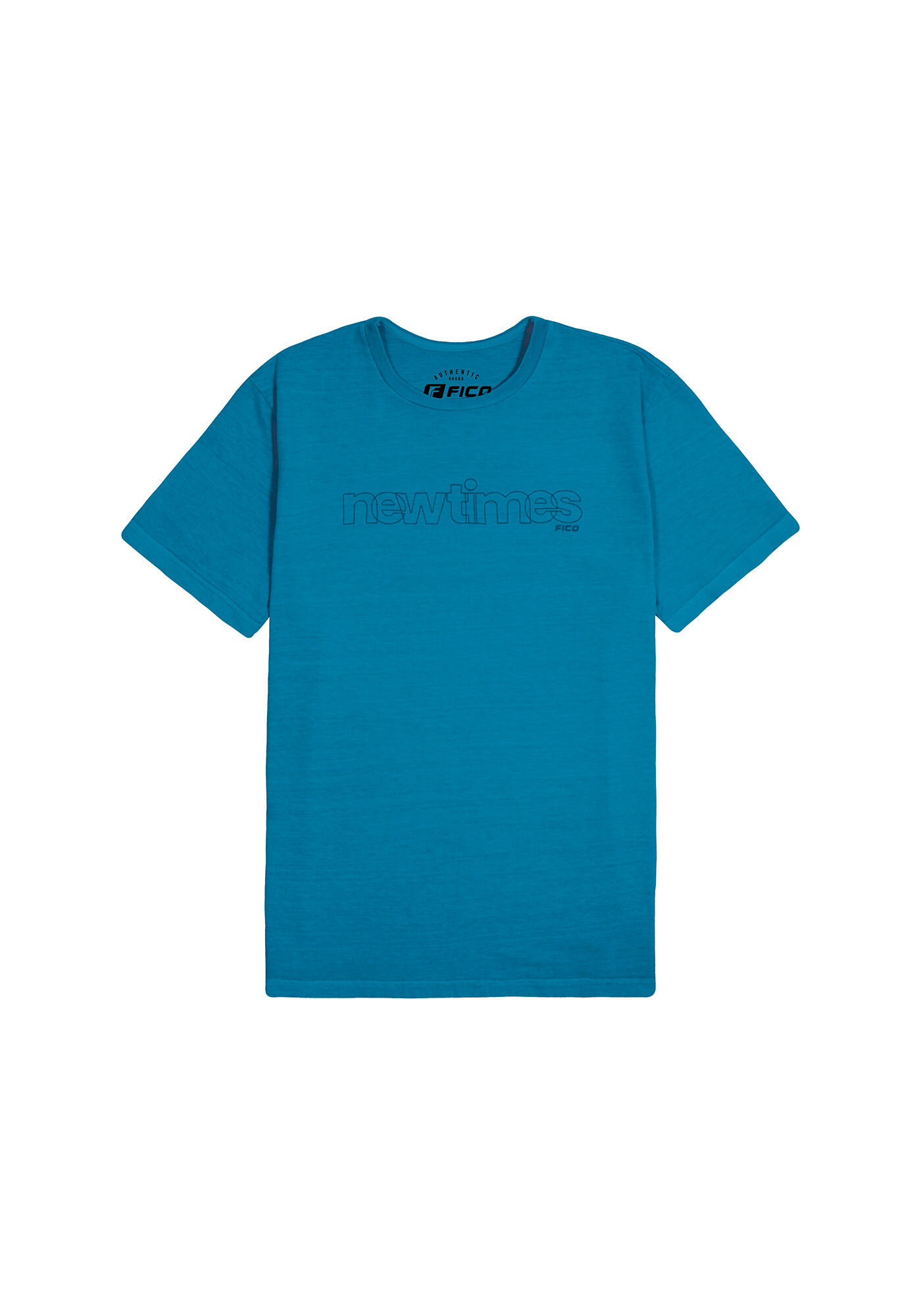 Camiseta Masculina em Meia Malha Estonada, AZUL INTENCAO, large.