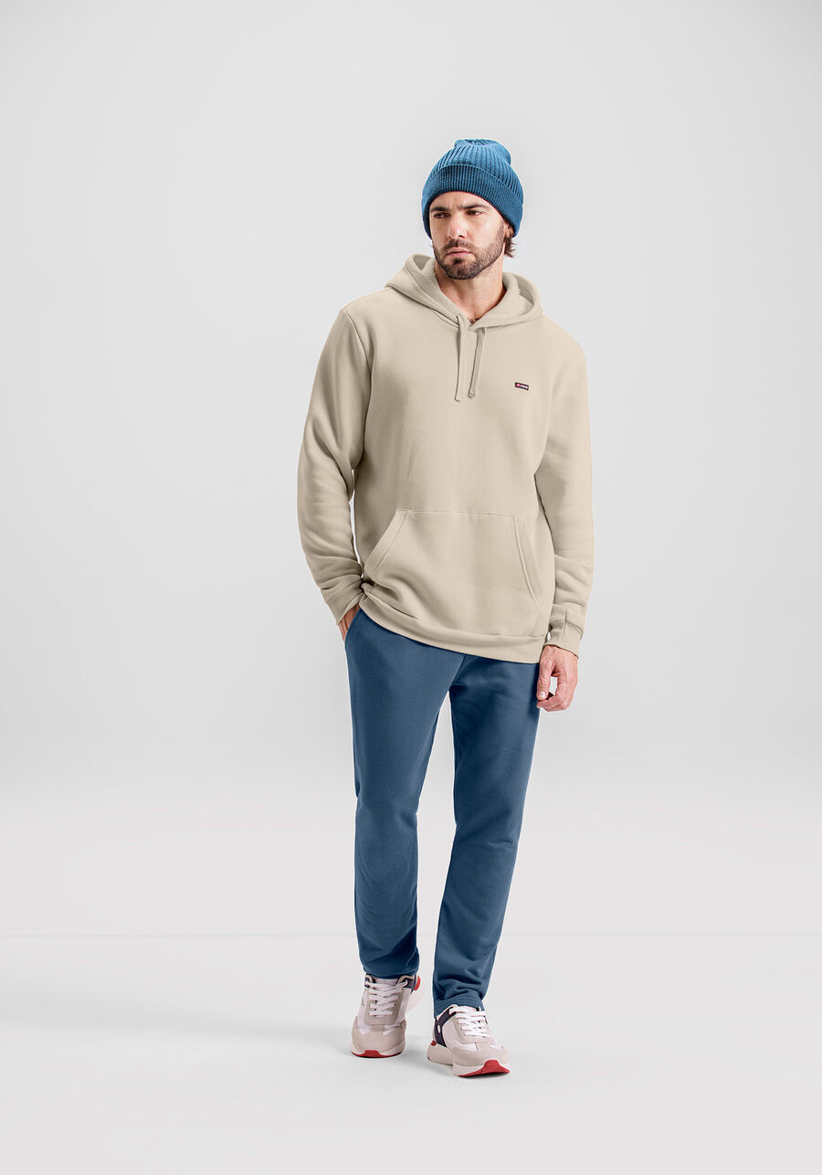 Calça Slim Com Bolsos Em Moletom Felpado De Algodão, AZUL SEED. Calça Slim Com Bolsos Em Moletom Felpado De Algodão, AZUL SEED, large.