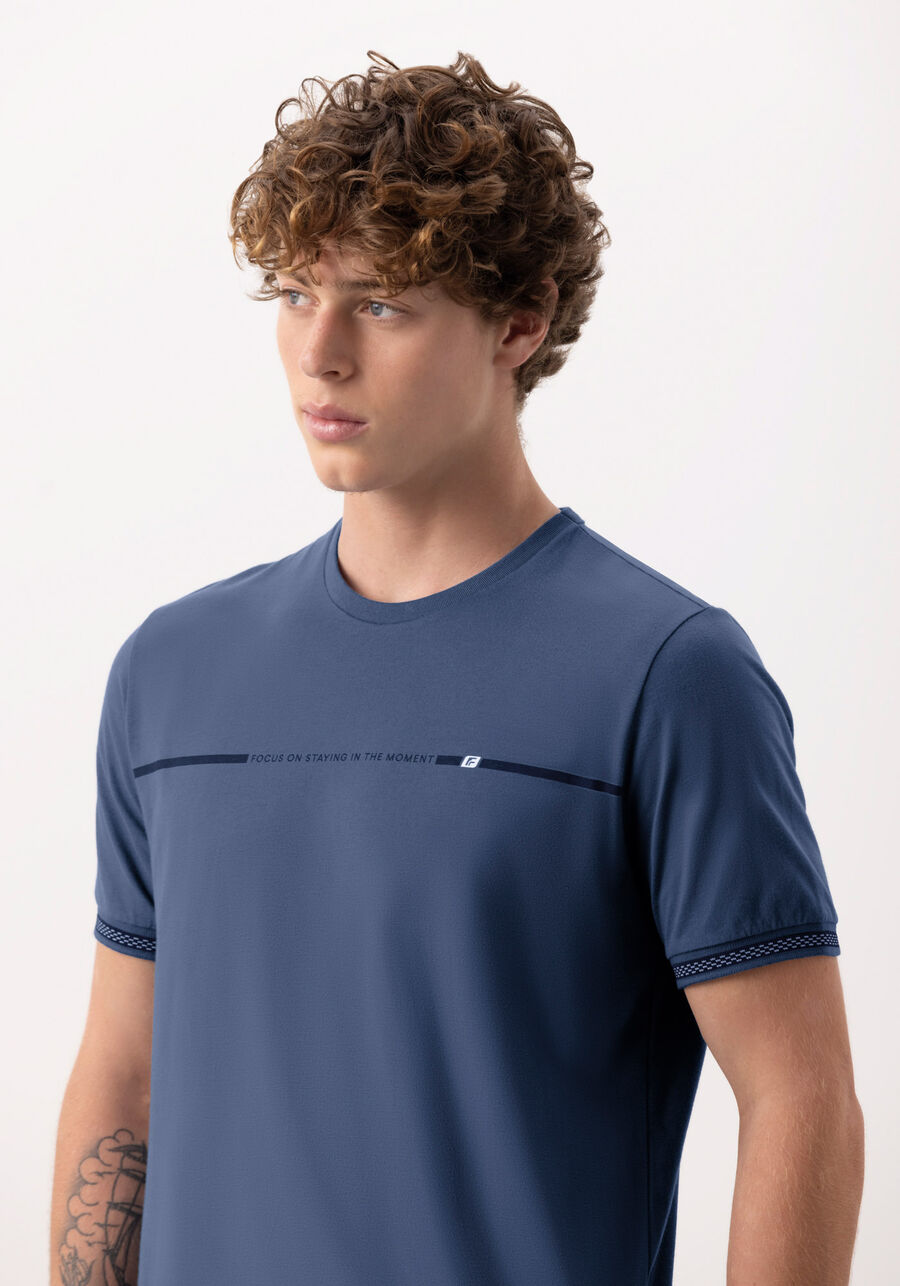 Camiseta De Mangas Curtas Em Meia Malha Peletizada, MARINHO CRISTAL. Camiseta De Mangas Curtas Em Meia Malha Peletizada, MARINHO CRISTAL, large.