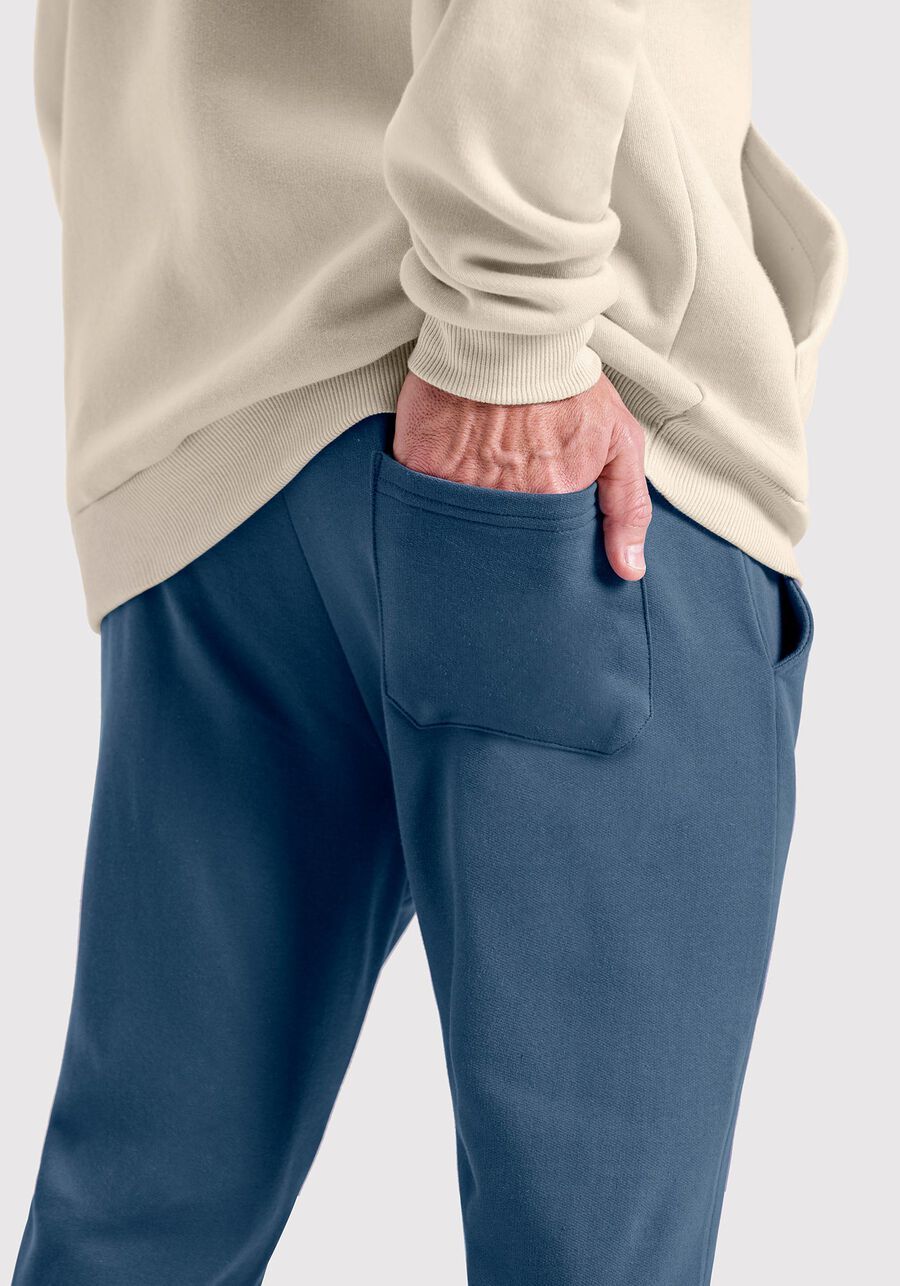 Calça Slim Com Bolsos Em Moletom Felpado De Algodão, AZUL SEED. Calça Slim Com Bolsos Em Moletom Felpado De Algodão, AZUL SEED, large.