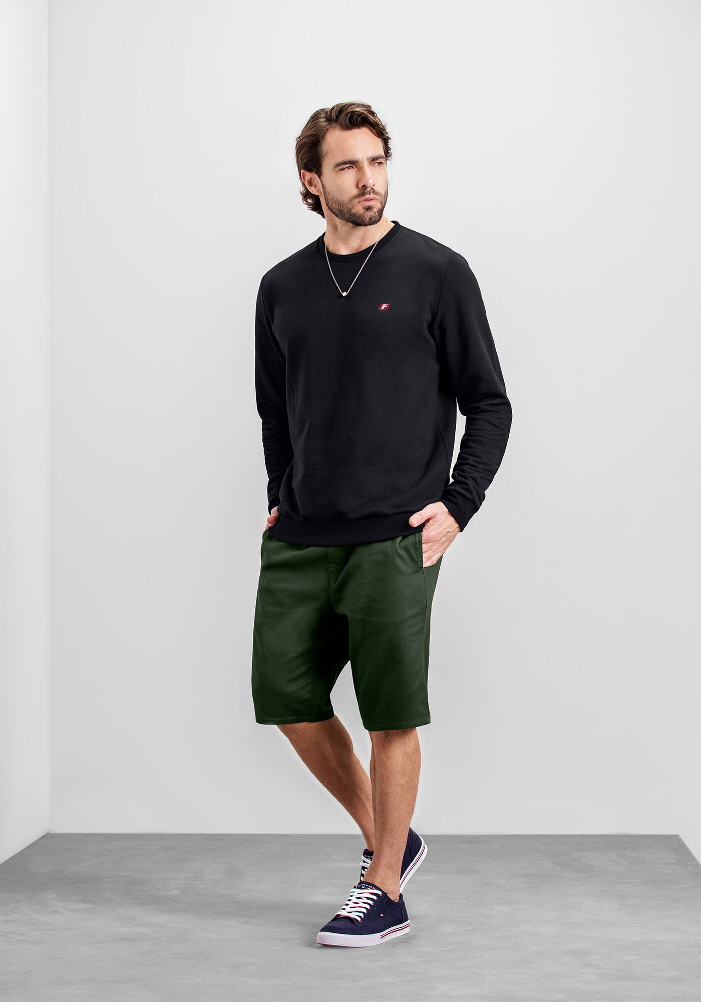 Blus&atilde;o Masculino em Moletom Felpado, PRETO REATIVO, large.