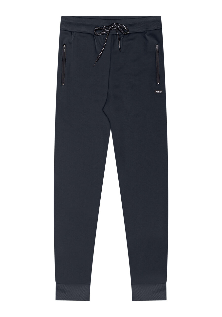 Calça Slim Em Moletom Felpado Com Zíper, GRAFITE. Calça Slim Em Moletom Felpado Com Zíper, GRAFITE, large.